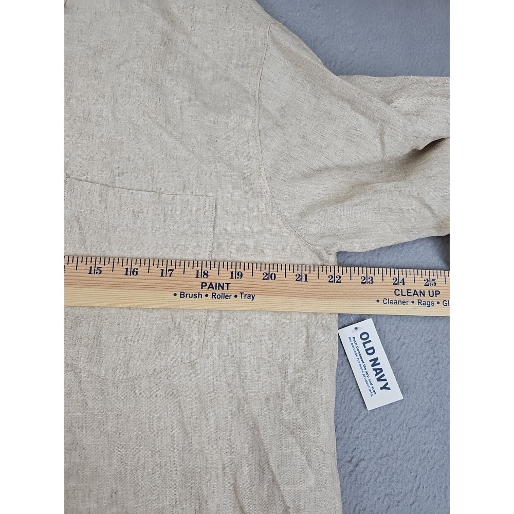New Old Navy Linen-Blend Button-Down The Boyfriend Shirt Size Medium Beige $40 - Picture 6 of 12